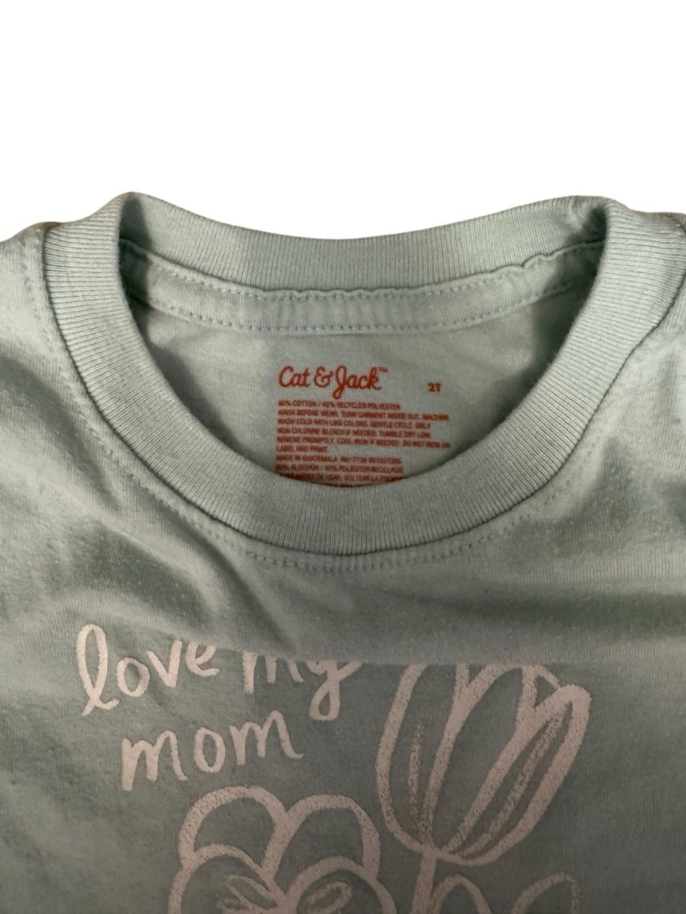 Cat & Jack Mint Green 'Love My Mom' Floral Graphic Tee